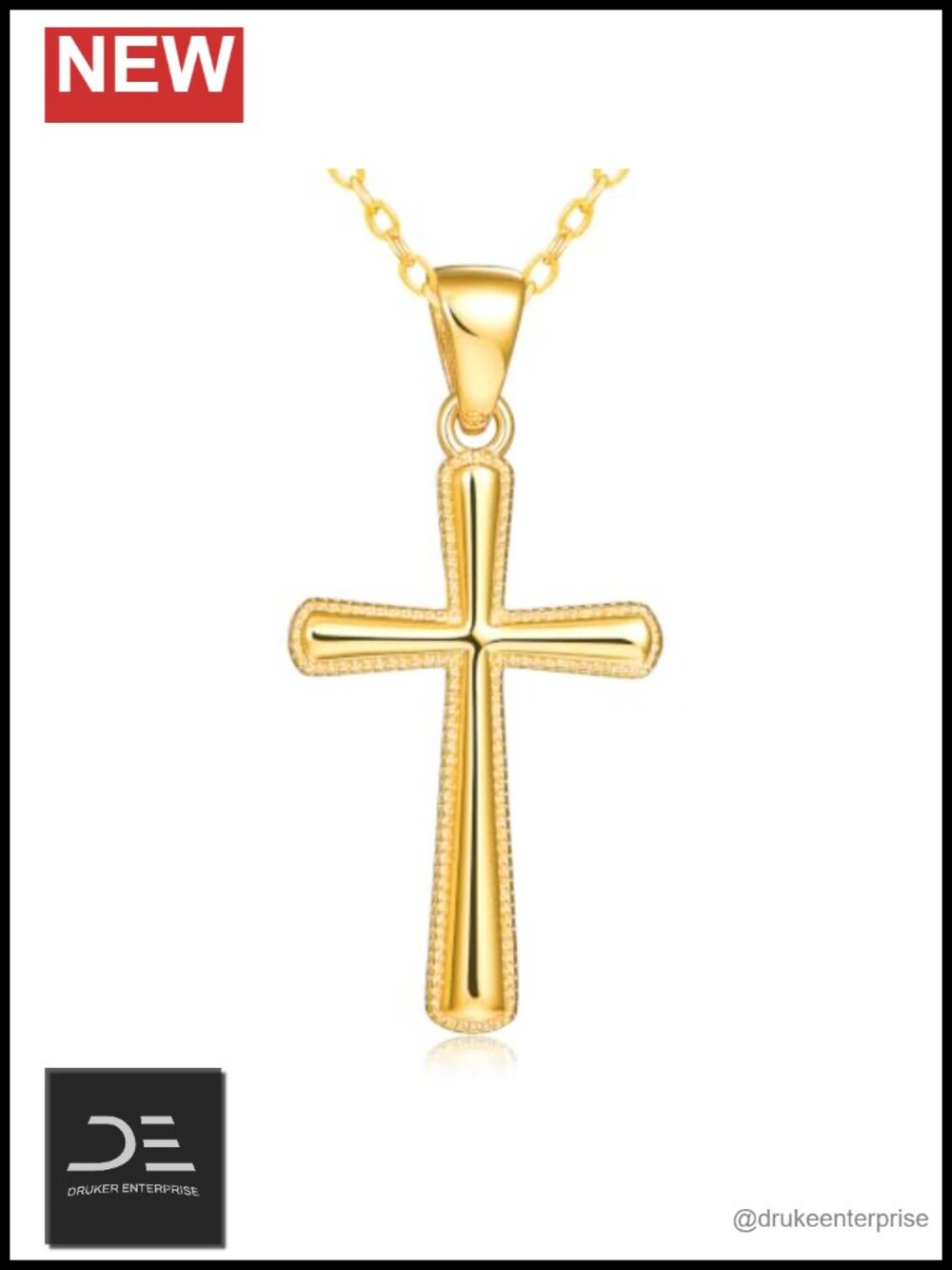24K Gold Cross Pendant Necklace for Women Religious Christian Jewelry Gift